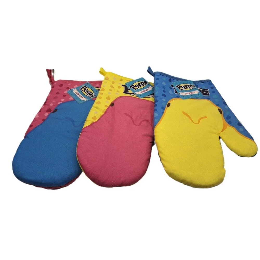 Peeps Yellow Blue Pink Oven Mitt Glove Marshmallow Peeps Easter Gift